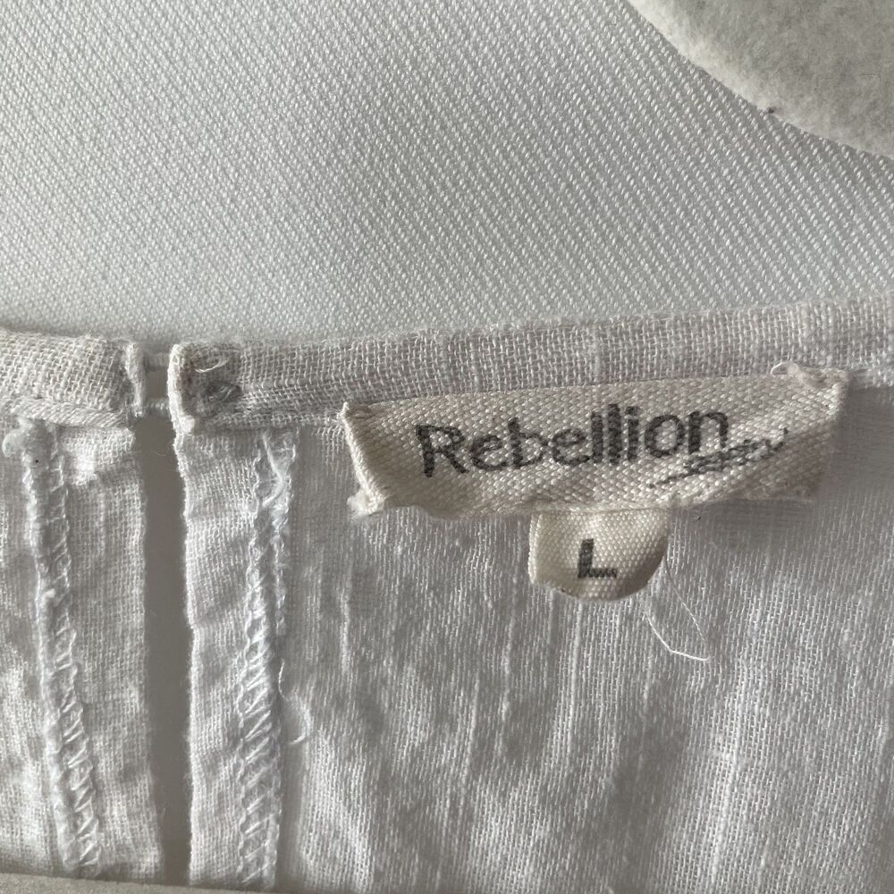 Rebellion White Embroidered Top Size L - Picture 3 of 10